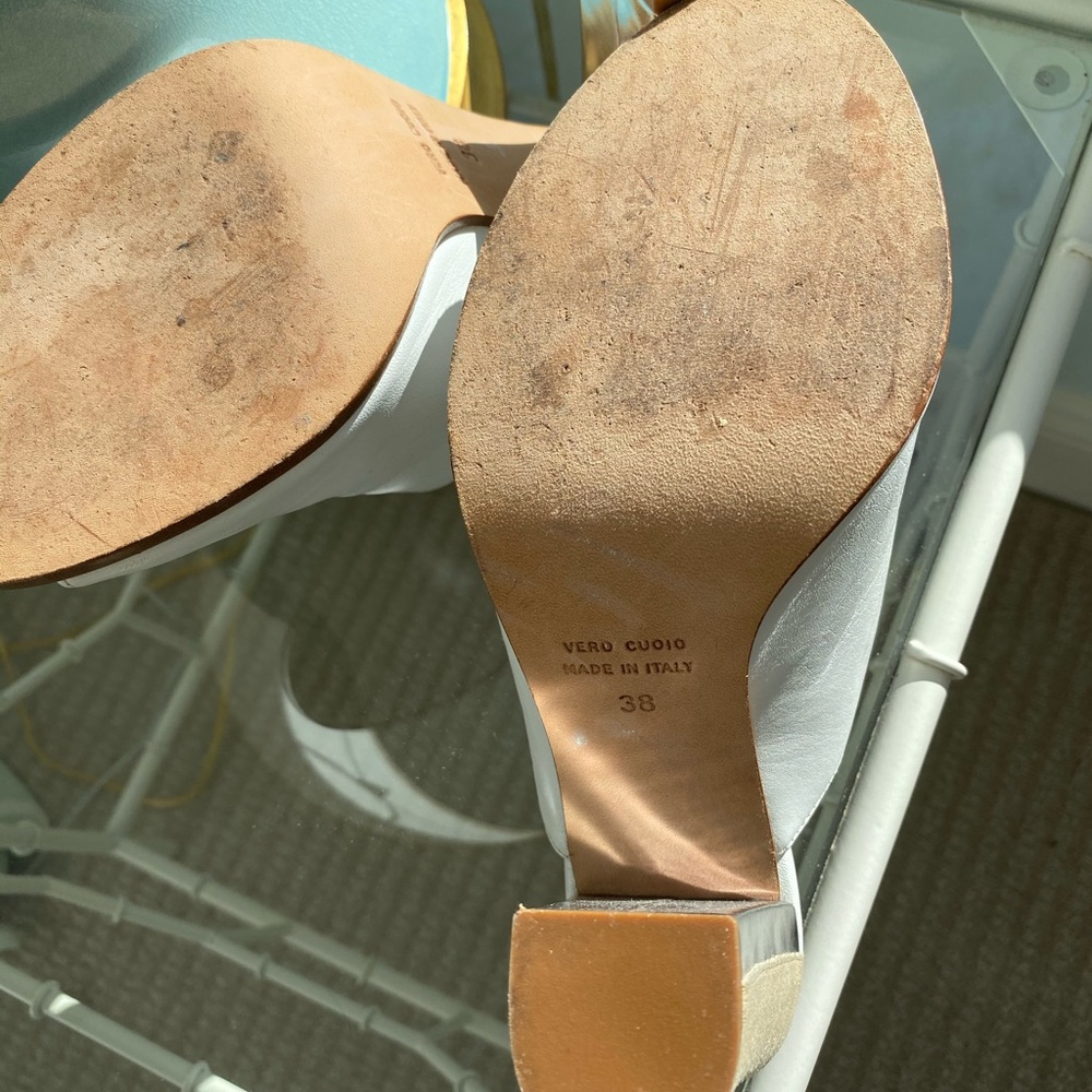 White Open Toe Slides - image 4